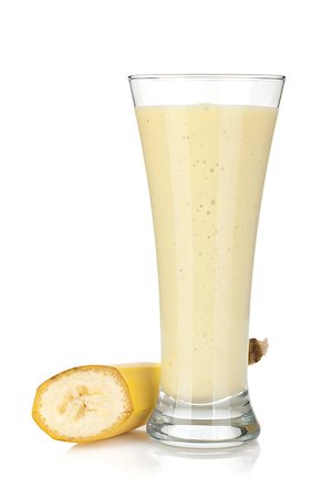 Banana milk smoothie. Isolated on white background Stock Photo - Budget Royalty-Free & Subscription, Code: 400-07090632