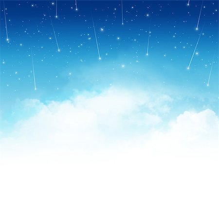 simsearch:400-08014821,k - Cloudy blue sky with stars falling abstract background Photographie de stock - Aubaine LD & Abonnement, Code: 400-07090654