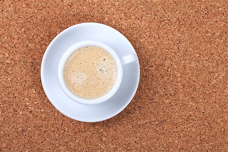 simsearch:400-07477800,k - Coffee collection - Espresso with milk on cork table. Isolated on white background. Stock Photo - Budget Royalty-Free & Subscription, Code: 400-07090666