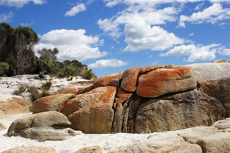 Bay of Fires, one of the most beautiful beaches of the world. Tasmania, Australia Foto de stock - Super Valor sin royalties y Suscripción, Código: 400-07090829