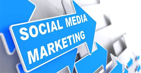 simsearch:400-07091188,k - Social Media Marketing.  Business Concept. Blue Arrow with "Social Media Marketing" slogan on a grey background. 3D Render. Stock Photo - Budget Royalty-Free & Subscription, Code: 400-07091153