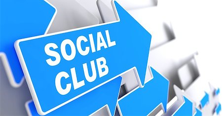 simsearch:400-07091188,k - Social Club - Social Concept. Blue Arrow with "Social Club" slogan on a grey background. 3D Render. Stock Photo - Budget Royalty-Free & Subscription, Code: 400-07091175