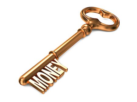 simsearch:400-08997019,k - Money - Golden Key on White Background. 3D Render. Business Concept. Stock Photo - Budget Royalty-Free & Subscription, Code: 400-07091184