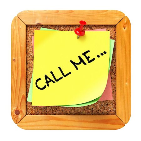 simsearch:400-07091159,k - Call Me, Yellow Sticker on Cork Bulletin or Message Board. Business Concept. 3D Render. Foto de stock - Royalty-Free Super Valor e Assinatura, Número: 400-07091189