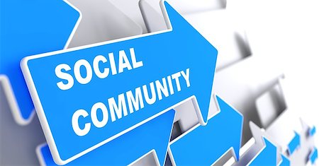 simsearch:400-07091188,k - Social Community - Social Concept. Blue Arrow with "Social Community" slogan on a grey background. 3D Render. Stock Photo - Budget Royalty-Free & Subscription, Code: 400-07091183