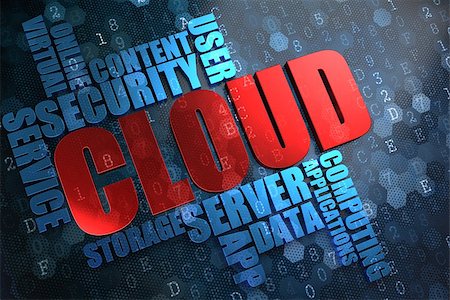 server illustration - Cloud - Wordcloud Concept. The Word in Red Color, Surrounded by a Cloud of Blue Words. Stock Photo - Budget Royalty-Free & Subscription, Code: 400-07091195