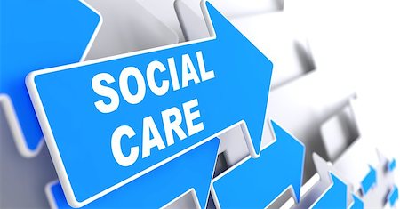 Social Care - Social Concept. Blue Arrow with "Social Care" slogan on a grey background. 3D Render. Stock Photo - Budget Royalty-Free & Subscription, Code: 400-07091199