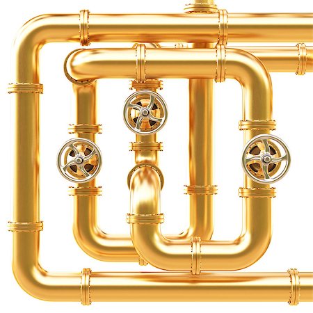 simsearch:400-06920325,k - maze of golden pipes. Isolated on white. Stock Photo - Budget Royalty-Free & Subscription, Code: 400-07091285