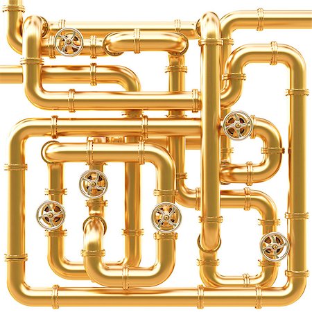 simsearch:400-06920325,k - maze of golden pipes. Isolated on white. Stock Photo - Budget Royalty-Free & Subscription, Code: 400-07091281