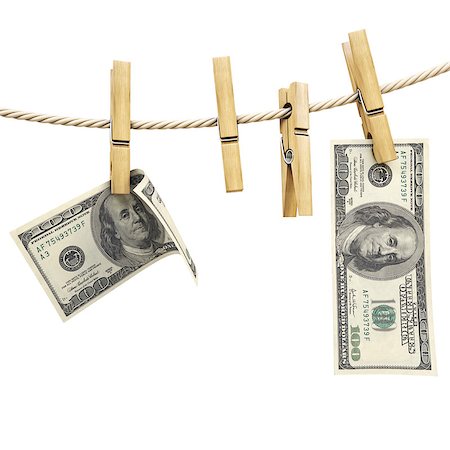 simsearch:693-06021294,k - dollar bill is hanging on a rope with wooden clothespin. isolated on white. Stockbilder - Microstock & Abonnement, Bildnummer: 400-07091328