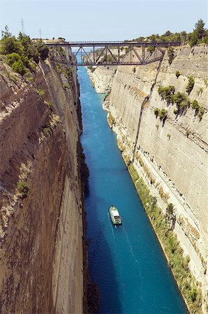 The Corinth Canal is a canal that connects the Gulf of Corinth with the Saronic Gulf in the Aegean Sea. Stock Photo - Budget Royalty-Free & Subscription, Code: 400-07091420