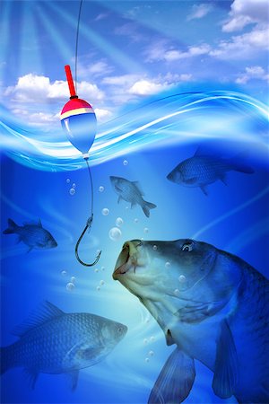 splav (artist) - Fishing in deep blue water lake Fotografie stock - Microstock e Abbonamento, Codice: 400-07091674