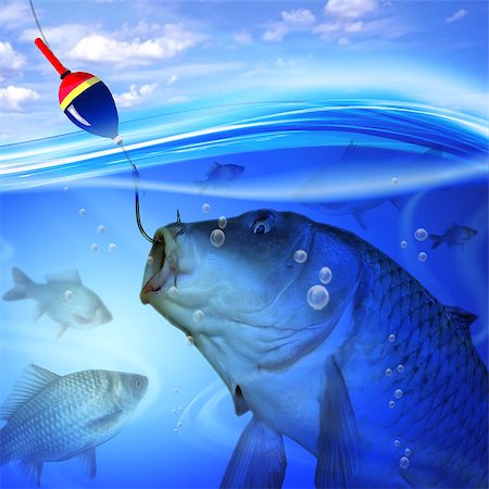 splav (artist) - Fishing in deep blue water lake Foto de stock - Super Valor sin royalties y Suscripción, Código: 400-07091675