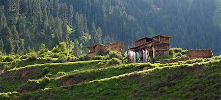 small tibetan village at the foot of mountain Stock Photo - Budget Royalty-Free & Subscription, Code: 400-07092616