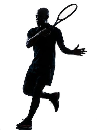 man african afro american playing tennis player forehand on studio isolated on white background Stock Photo - Budget Royalty-Free & Subscription, Code: 400-07093111