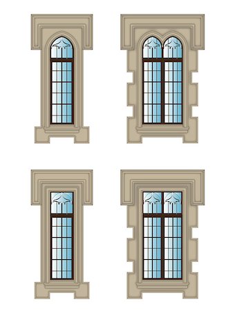 stone base - Set of gothic windows with stone surrond, eps10 Stock Photo - Budget Royalty-Free & Subscription, Code: 400-07093199