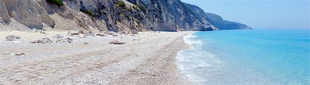 Beautiful summer white Egremni beach on Ionian Sea (Lefkada, Greece)  panorama. Stock Photo - Budget Royalty-Free & Subscription, Code: 400-07093341