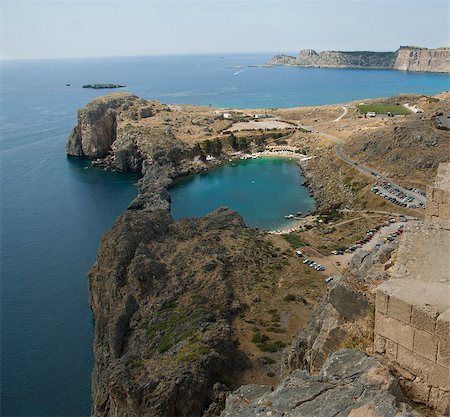 Looking down onto St Paul's Bay at Lindos on the Island of Rhodes Greece photo. Water heart love lake. Travel concept. Stock Photo - Budget Royalty-Free & Subscription, Code: 400-07093396