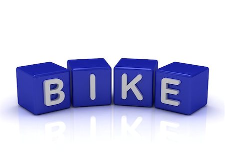 simsearch:400-04724232,k - BIKE word on blue cubes on an isolated white background Photographie de stock - Aubaine LD & Abonnement, Code: 400-07093718