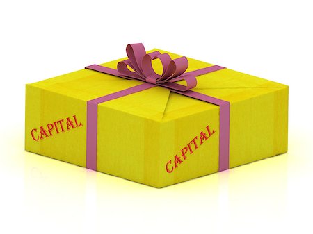 simsearch:400-04758289,k - CAPITAL stamp on gift box wrapped yellow paper, illustration on a white background Fotografie stock - Microstock e Abbonamento, Codice: 400-07093729