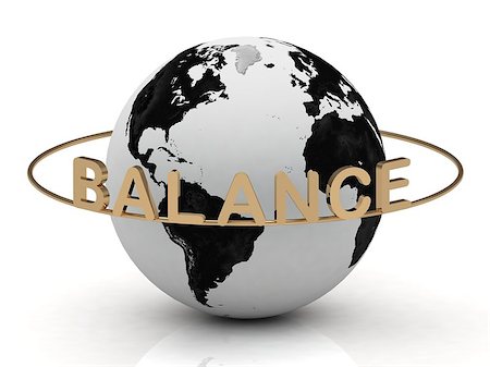 BALANCE inscription in gold letters around the earth Stock Photo - Budget Royalty-Free & Subscription, Code: 400-07093748