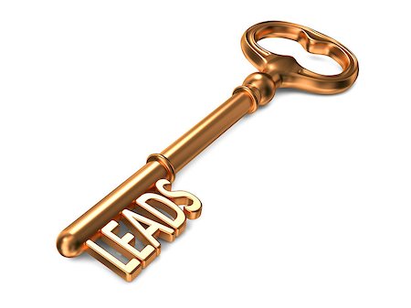simsearch:400-09066724,k - Leads - Golden Key on White Background. 3D Render.  Business Concept. Stock Photo - Budget Royalty-Free & Subscription, Code: 400-07093870