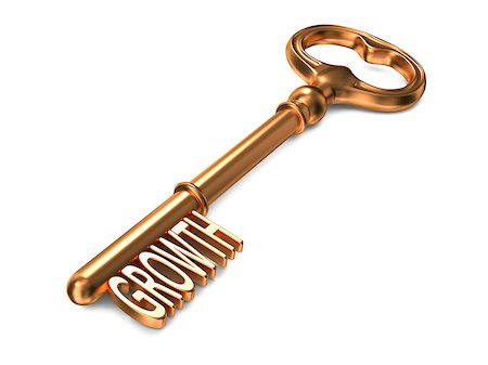 simsearch:400-09009302,k - Growth - Golden Key on White Background. 3D Render. Business Concept. Photographie de stock - Aubaine LD & Abonnement, Code: 400-07104019