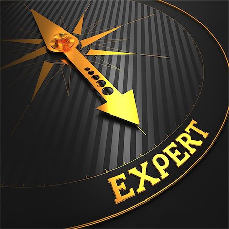 Expert - Business Background. Golden Compass Needle on a Black Field Pointing to the Word "Expert". 3D Render. Stock Photo - Budget Royalty-Free & Subscription, Code: 400-07104052