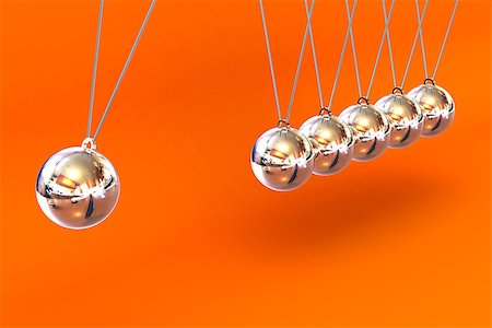 simsearch:400-05282436,k - A Colourful 3d Rendered Newtons Cradle Illustration against an orange background Fotografie stock - Microstock e Abbonamento, Codice: 400-07104078