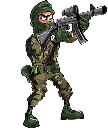 simsearch:400-07101892,k - Cartoon soldier with gun and balaclava. Isolated on white Stock Photo - Budget Royalty-Free & Subscription, Code: 400-07104176