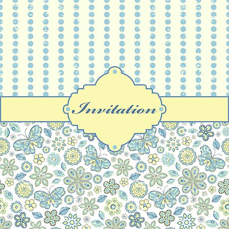 simsearch:400-07053049,k - Vector illustration of colorful floral invitation card ( or place your text) Foto de stock - Royalty-Free Super Valor e Assinatura, Número: 400-07104205