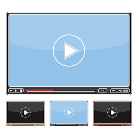 Simple video player design, vector eps10 illustration Stock Photo - Budget Royalty-Free & Subscription, Code: 400-07104226