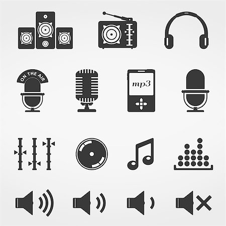 radio mic - Sound and music, icons set, vector eps10 illustration Stock Photo - Budget Royalty-Free & Subscription, Code: 400-07104245