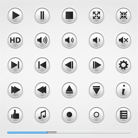 Set of buttons for media player and blue progress bar, vector eps10 illustration Stock Photo - Budget Royalty-Free & Subscription, Code: 400-07104249