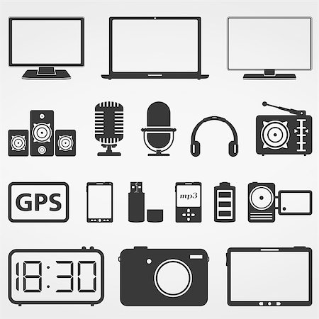 simsearch:400-07170780,k - Electronics icons, vector eps10 illustration Stock Photo - Budget Royalty-Free & Subscription, Code: 400-07104279