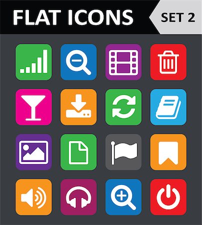 film set - Universal Colorful Flat Icons. Set 2. Stock Photo - Budget Royalty-Free & Subscription, Code: 400-07104404