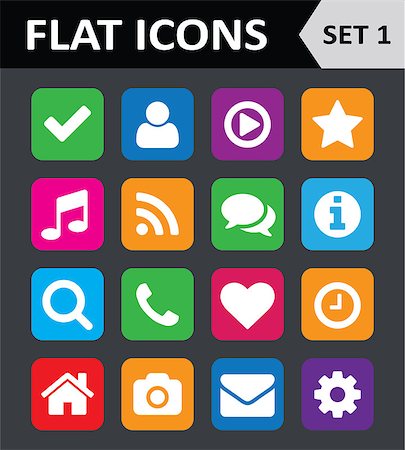 sibgat (artist) - Universal Colorful Flat Icons. Set 1. Foto de stock - Royalty-Free Super Valor e Assinatura, Número: 400-07104403