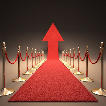 Red carpet arrow-shaped up. Your text next to the arrow. Stock Photo - Budget Royalty-Free & Subscription, Code: 400-07104647