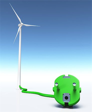 plug in wind turbine - closeup of a green plug connected with a green wire to a wind generator, on a white ground and a blue sky Stock Photo - Budget Royalty-Free & Subscription, Code: 400-07104898