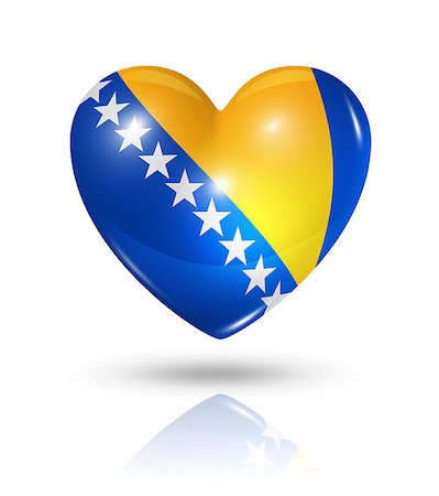 Love Bosnia and Herzegovina symbol. 3D heart flag icon isolated on white with clipping path Photographie de stock - Aubaine LD & Abonnement, Code: 400-07104988