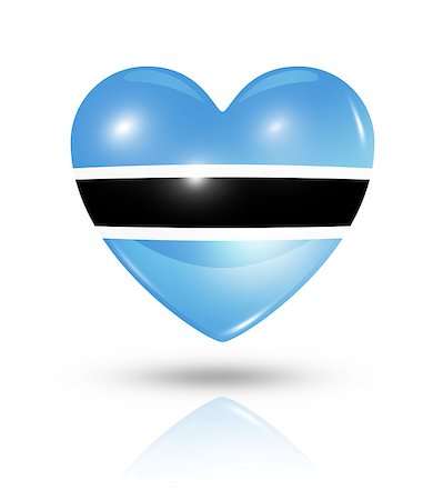 simsearch:400-07105024,k - Love Botswana symbol. 3D heart flag icon isolated on white with clipping path Foto de stock - Super Valor sin royalties y Suscripción, Código: 400-07104989