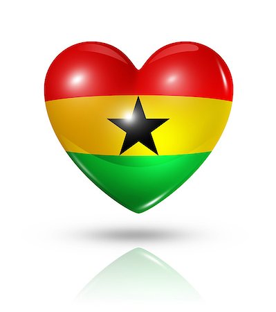 simsearch:400-07105024,k - Love Ghana symbol. 3D heart flag icon isolated on white with clipping path Foto de stock - Super Valor sin royalties y Suscripción, Código: 400-07104998