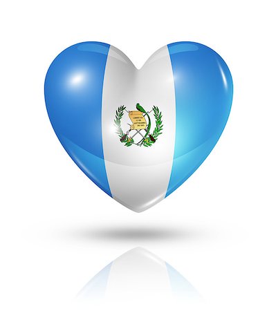 simsearch:400-07293975,k - Love Guatemala symbol. 3D heart flag icon isolated on white with clipping path Stock Photo - Budget Royalty-Free & Subscription, Code: 400-07104999
