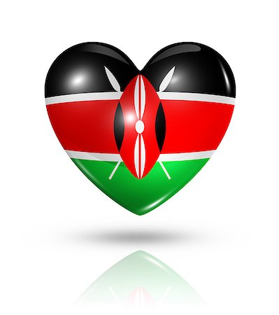 simsearch:400-07105024,k - Love Kenya symbol. 3D heart flag icon isolated on white with clipping path Foto de stock - Super Valor sin royalties y Suscripción, Código: 400-07105008