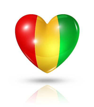 simsearch:400-07105024,k - Love Guinea symbol. 3D heart flag icon isolated on white with clipping path Foto de stock - Super Valor sin royalties y Suscripción, Código: 400-07105000