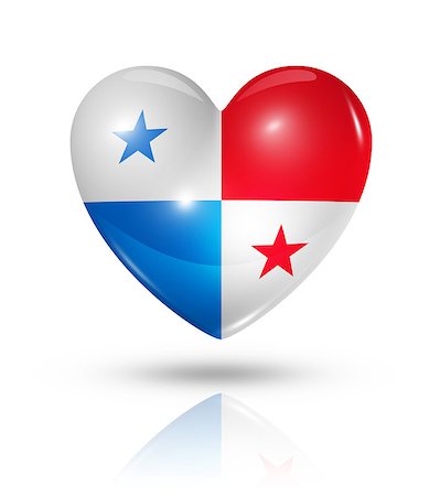 simsearch:400-04611875,k - Love Panama symbol. 3D heart flag icon isolated on white with clipping path Photographie de stock - Aubaine LD & Abonnement, Code: 400-07105016