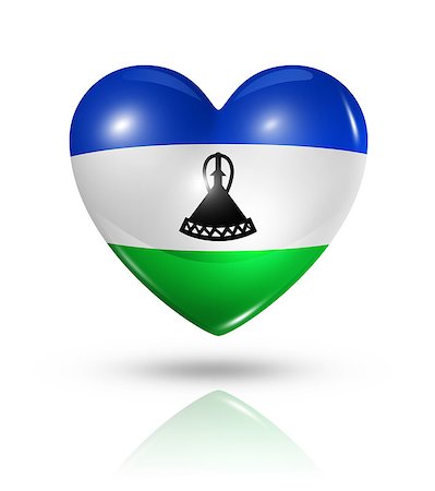 simsearch:400-07105024,k - Love Lesotho symbol. 3D heart flag icon isolated on white with clipping path Foto de stock - Super Valor sin royalties y Suscripción, Código: 400-07105011