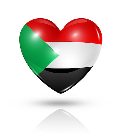 simsearch:400-07105024,k - Love Sudan symbol. 3D heart flag icon isolated on white with clipping path Foto de stock - Super Valor sin royalties y Suscripción, Código: 400-07105022