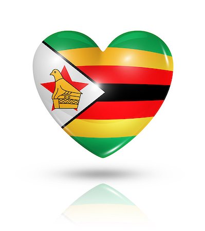 simsearch:400-07105024,k - Love Zimbabwe symbol. 3D heart flag icon isolated on white with clipping path Foto de stock - Super Valor sin royalties y Suscripción, Código: 400-07105032
