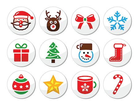 simsearch:400-07105067,k - Xmas holidays vector round labels collection Stock Photo - Budget Royalty-Free & Subscription, Code: 400-07105067